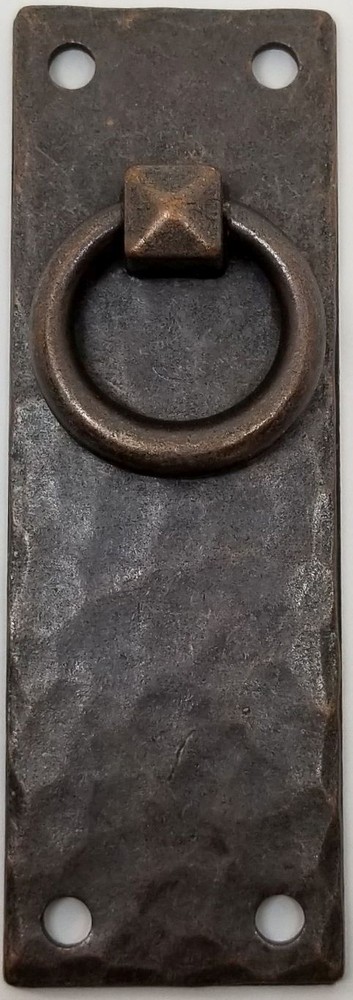 VERTICAL Hammered Forged Brass Mission DOOR PULL Antique Copper rustic patina