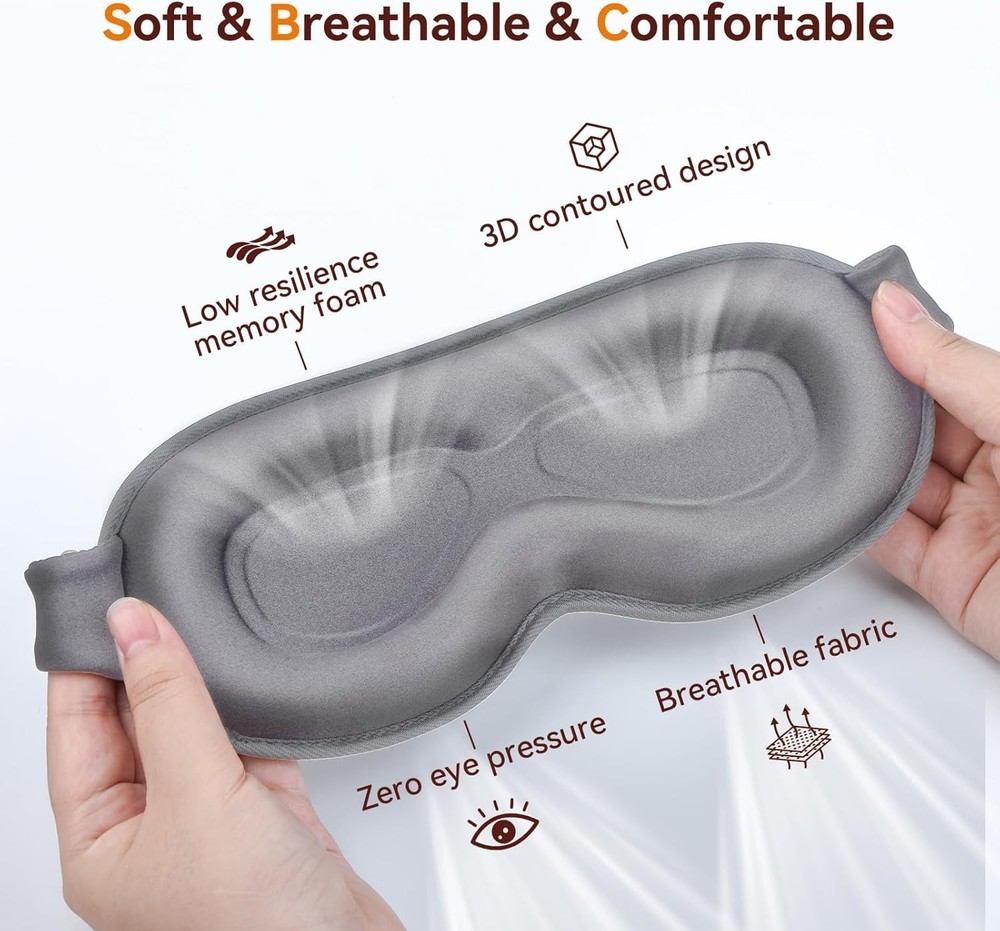 Luxurious 3D Light Blocking Sleep Mask - Zero Eye Pressure with Adjustable Strap