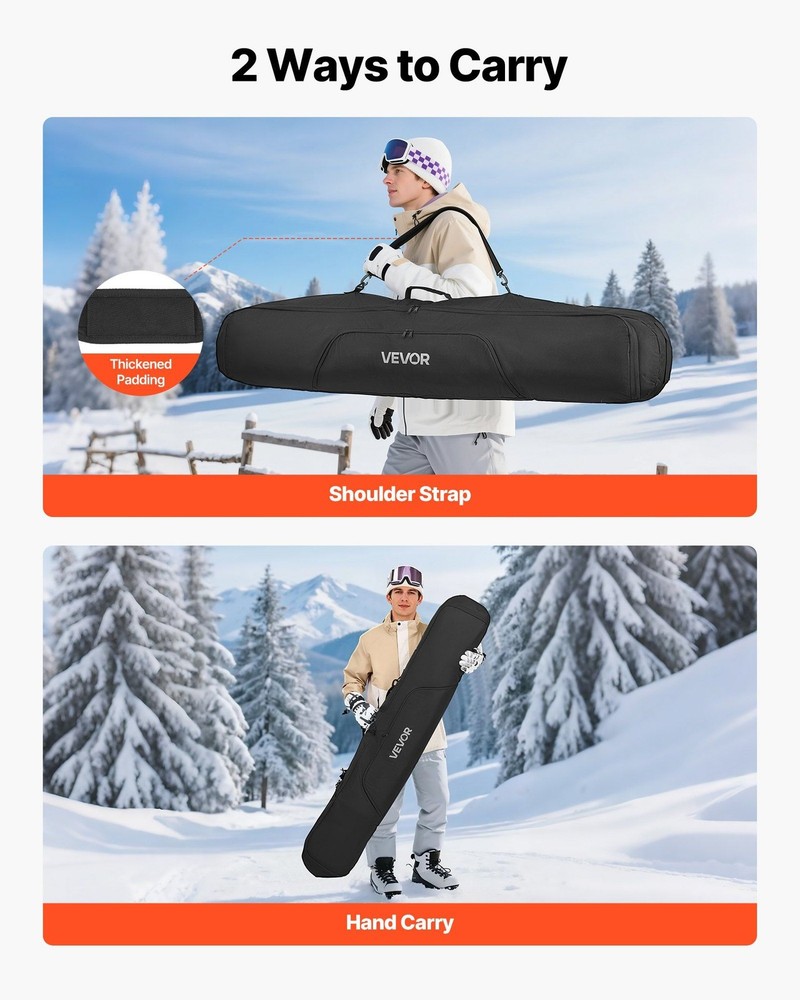 Extra Storage Ski Gear Bag 65in 600D Polyester Waterproof Exterior Handle Black