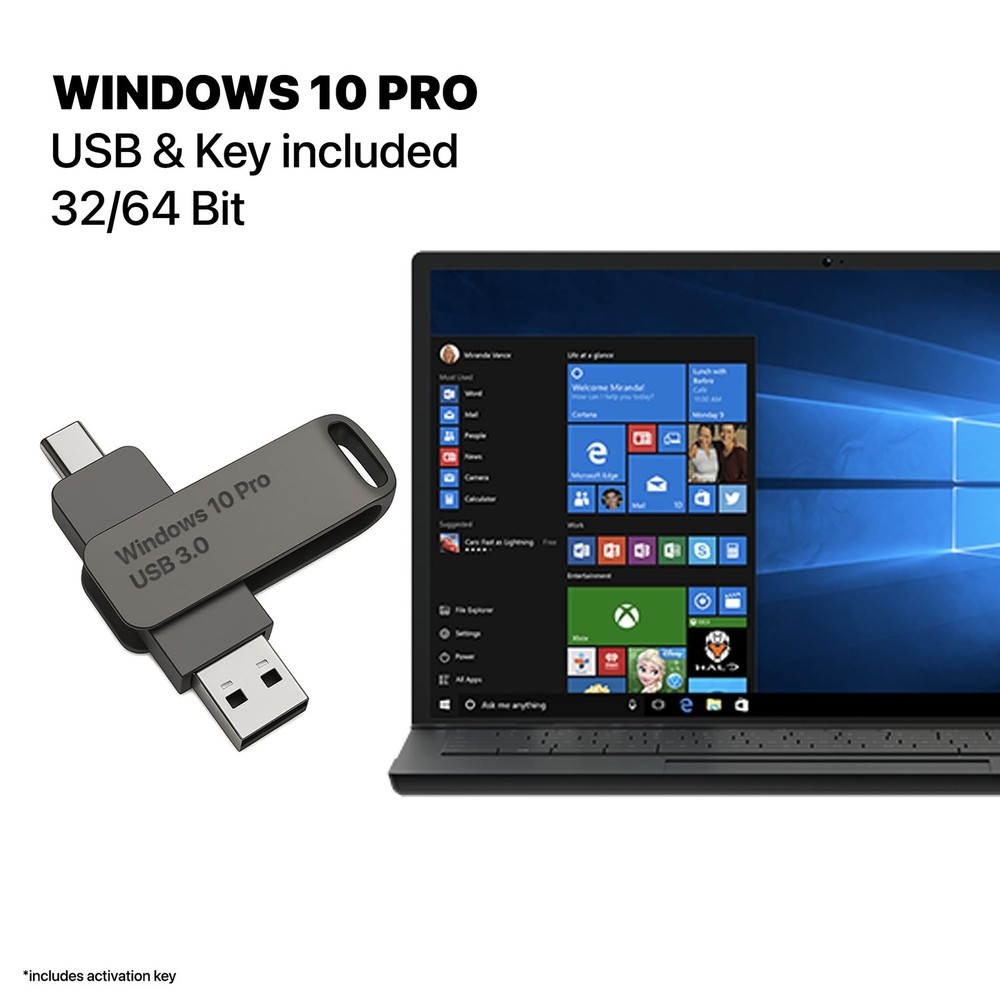 Bootable USB Type C + A Installer for Windows 10 , Activation Key Included. R...