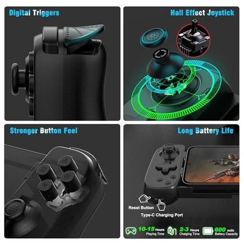 Wireless Phone Controller for iPhone/Android, Mobile Game Black | D6