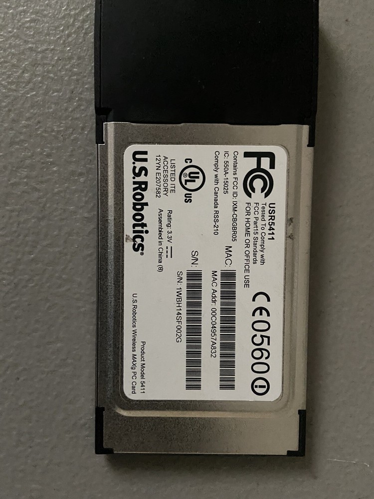 U.S. Robotics Wireless MAXg PC Card-USR5411 Model 5411