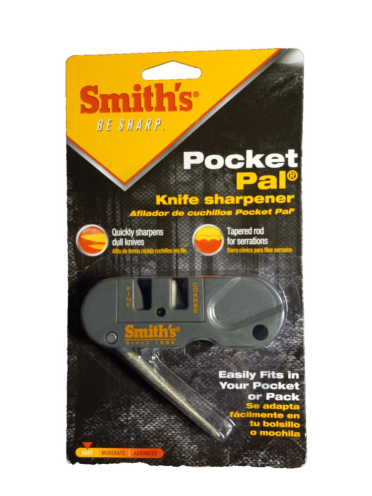 Smith's Pocket Pal Knife Sharpener, Carbide Blade and Ceramic Stones #PP1