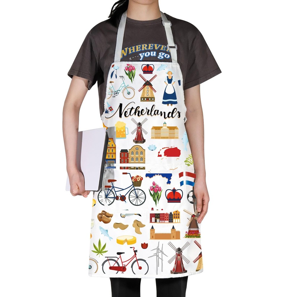 Netherlands Amsterdam Cooking Apron Chef Gift Dutch Pockets Kitchen Accessory