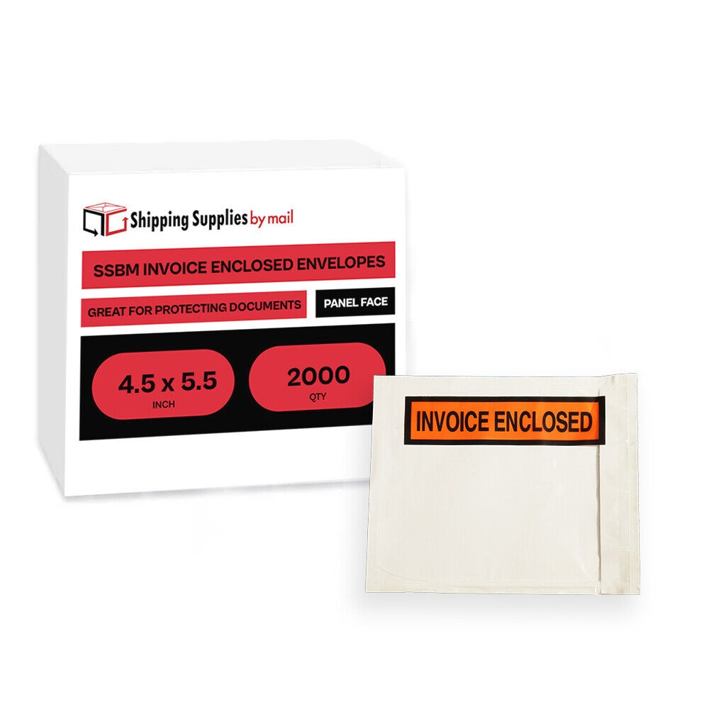 2000 4.5" x 5.5" Packing List Slips Invoice Envelopes Panel Face Box Labels