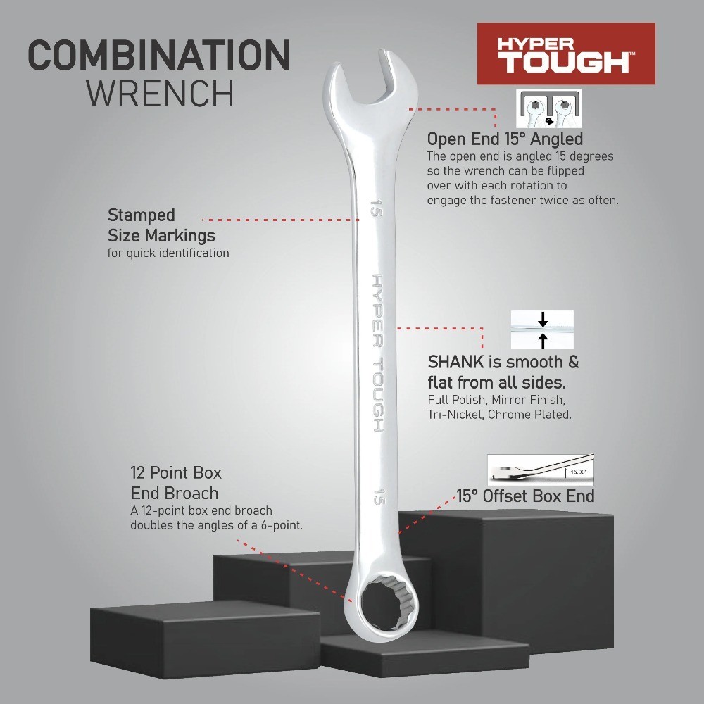 6-Piece Metric Combination Wrench Tool Set, Hand Tools