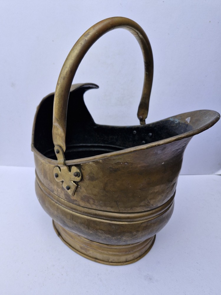 Vintage Large Helmet Brass Coal Scuttle