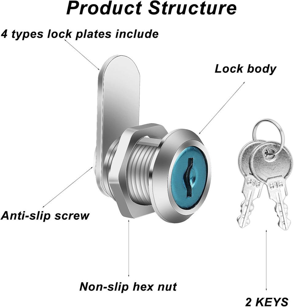 2 PCS Mailbox Locks, Mailbox Lock 16 Mm, Comes with 4 Different Lock Plates, Sec