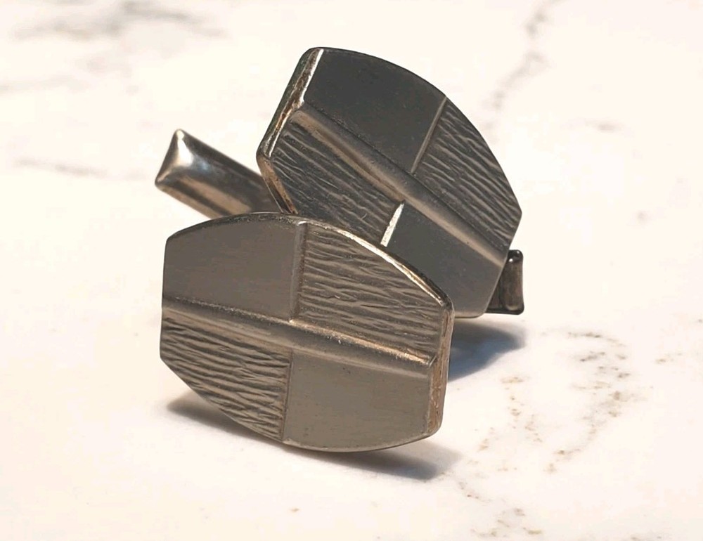 1960s Designer Silver Tone  Cufflinks MCM