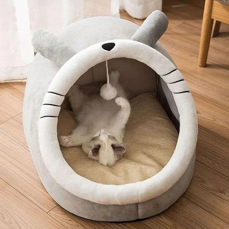 Deep Sleep Cat Bed Cartoon Pet Bed Foldable Removable Washable Pet Sleeping Bed