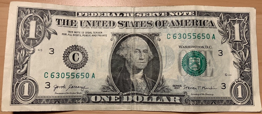 SUPER RARE! 2017 (FRONT AND BACK OFFSET ERROR) One Dollar Bill