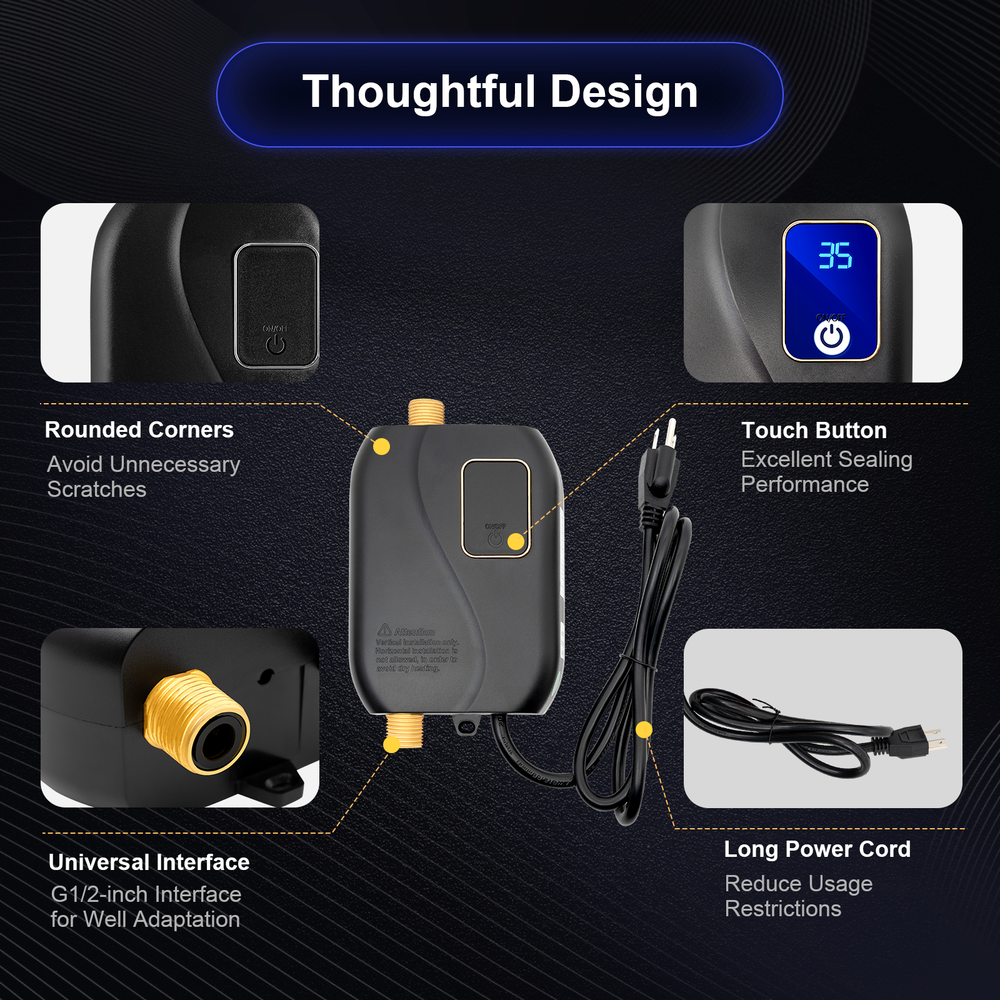 Electric Small Instant Hot Water Heater Under Sink Plug in Tankless on Demand