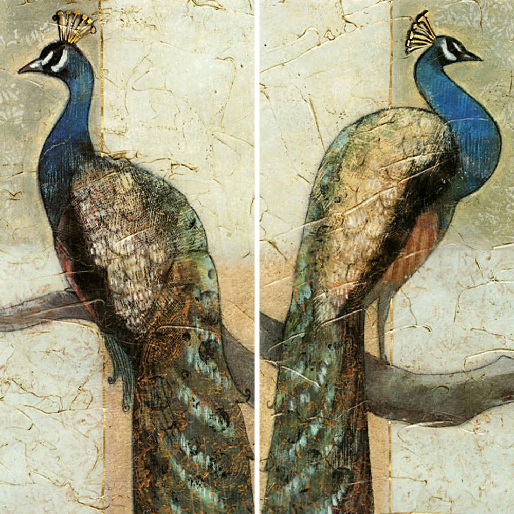 6 ft. Tall Double Sided Peacocks Canvas Room Divider