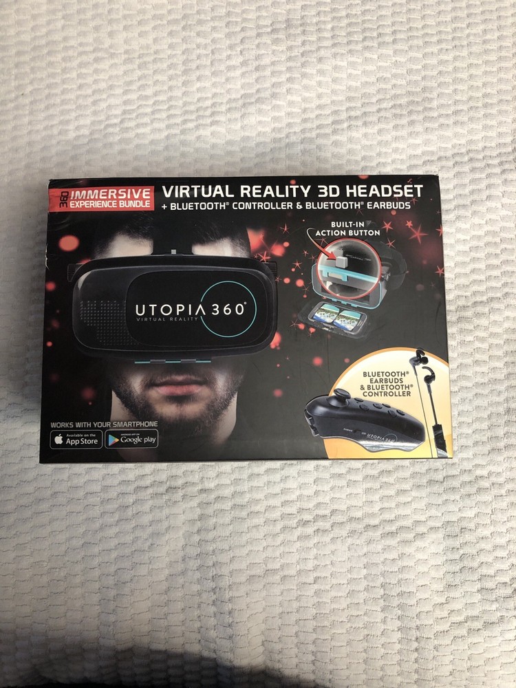 ReTrak Utopia 360° Virtual Reality VR Headset with Bluetooth Controller New