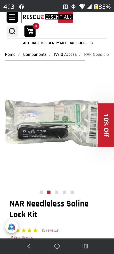 One NAR IV Saline Lock Kit Exp 2027