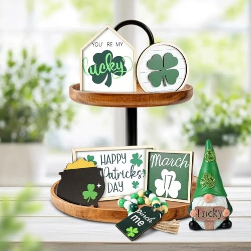 St. Patrick's Day Decorations | 7PCS St. Patrick's Day Tiered Tray Decor |
