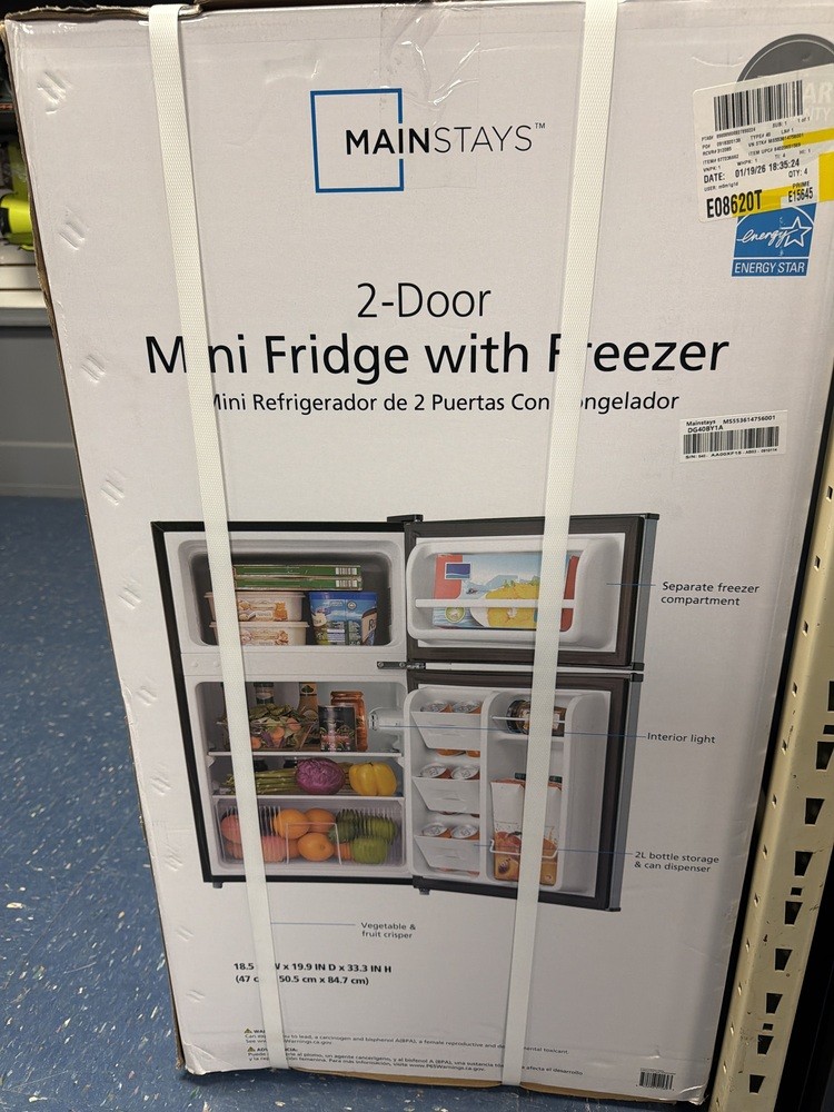 Mainstays DG40BY1A Mini Fridge with Freezer
