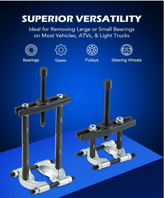 5 Ton Bearing Puller Set – Separator & Hub Removal Kit with 2" & 3" Jaws