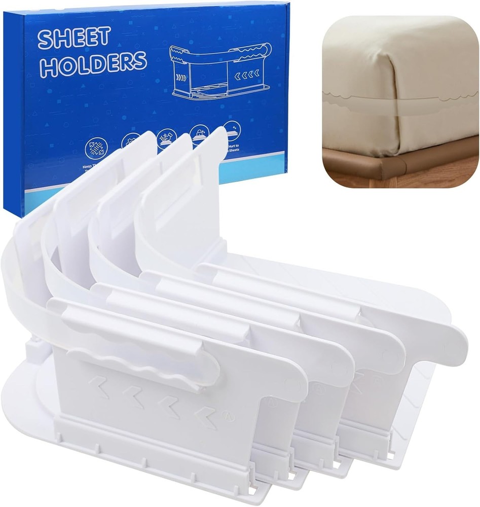 Bed Sheet Holders for Corners, Sheet Holders Keep Sheets Firm & Tight - Lock Fit