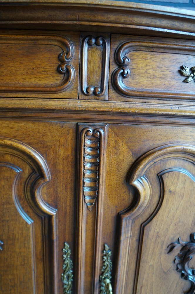 Louis XV Marble Top Buffet ~ Antique Rococo Sideboard With Mirror