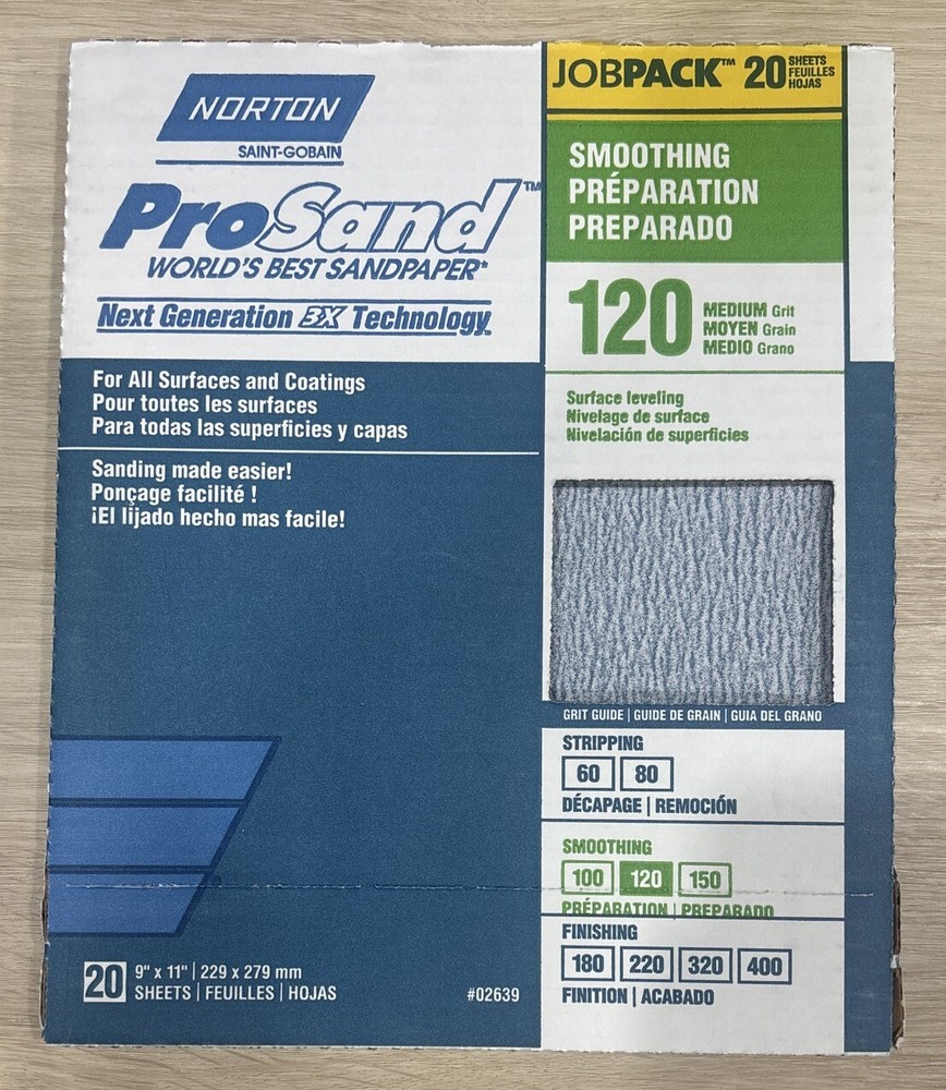 Norton ProSand 9" x 11" Sanding Sheets 120 Grit - 20 PACK