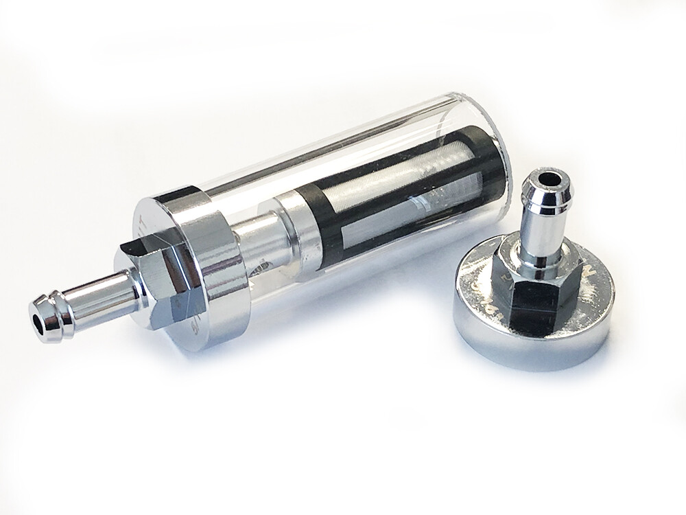 Morris Minor Chrome Glass Inline Fuel Filter 6mm