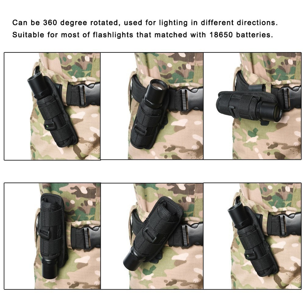 360 Degrees Rotatable Nylon Flashlight Torch Pouch Holder Bag Accessory