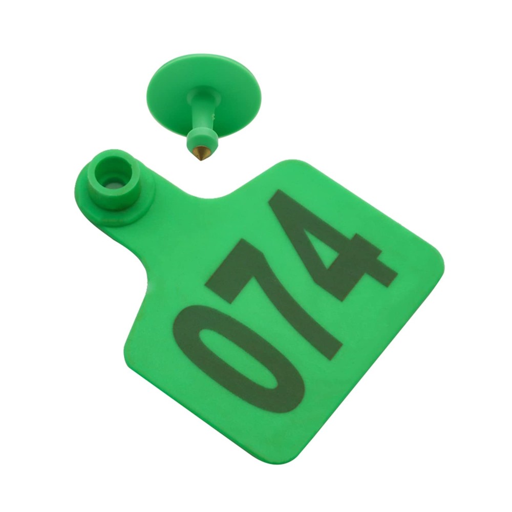 100PCS Cattle Ear Tags Numbered 001-100, Plastic 3*2.4 inches, Green
