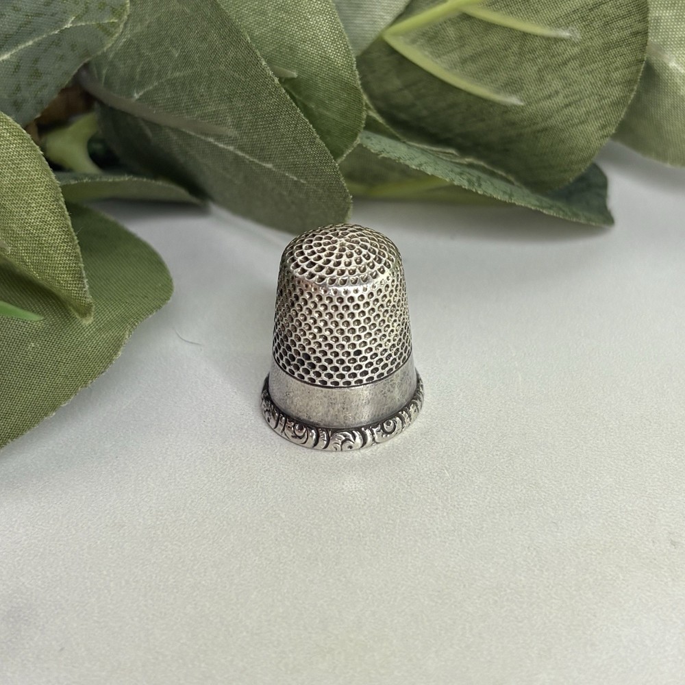 Antique Ketcham & McDougall Sterling Silver MKD Etched Pattern Thimble Vintage