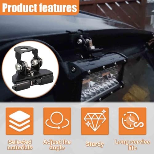 2PCS LED Light Bar Mounting Brackets, Adjustable Hood Work Light Base Silver