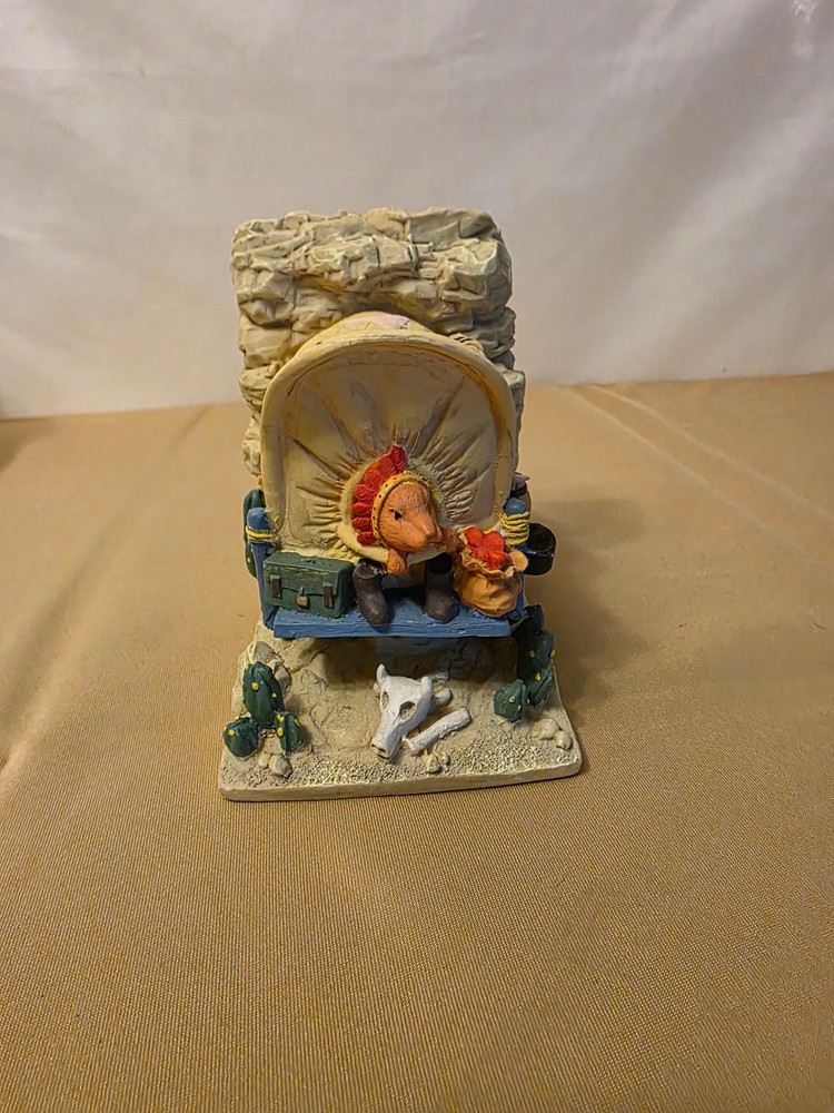 Vintage Bookend - Indian Mice in a Covered Wagon