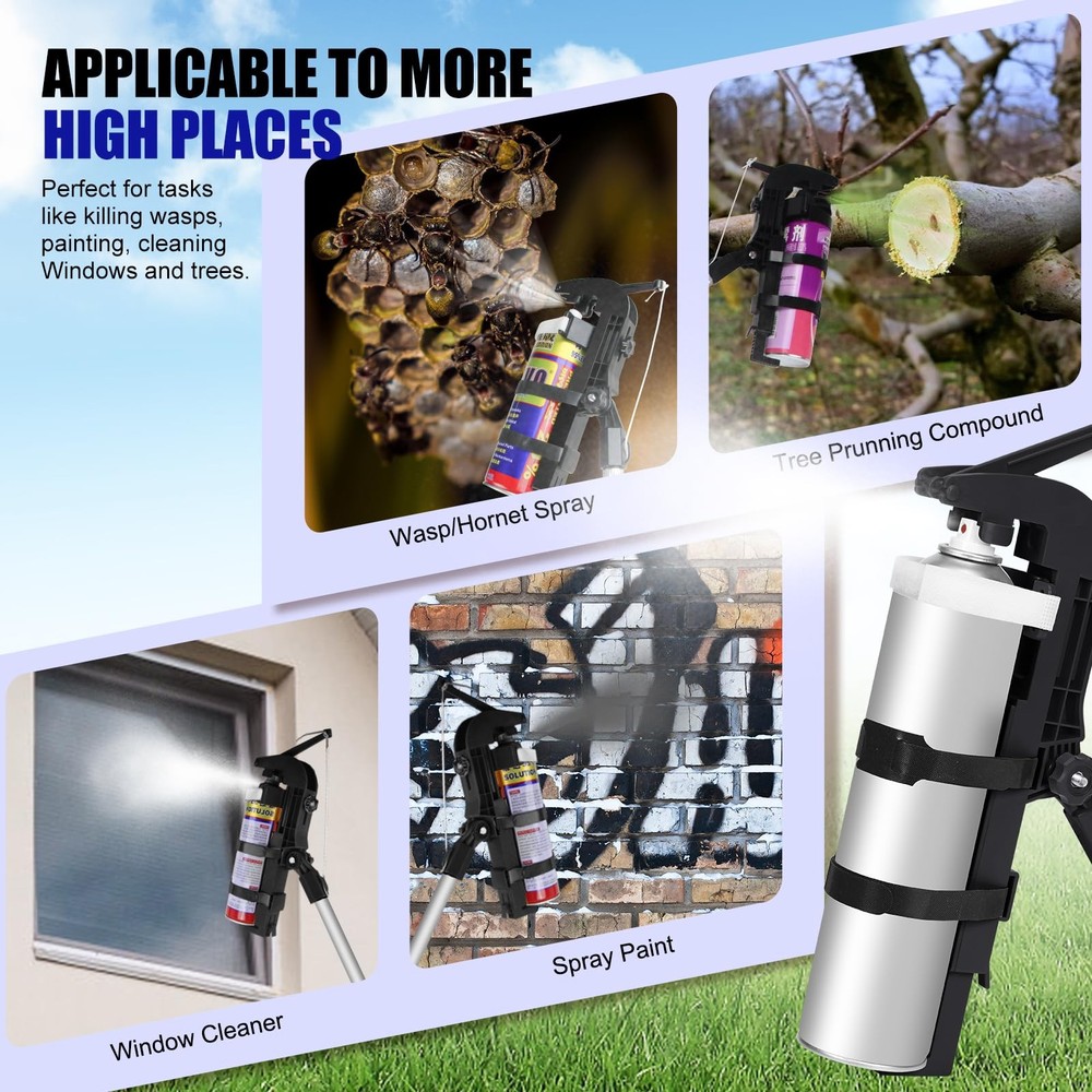 Upgraded Spray Can Extension Pole Adaptor, Adjustable Angle Sprayer black