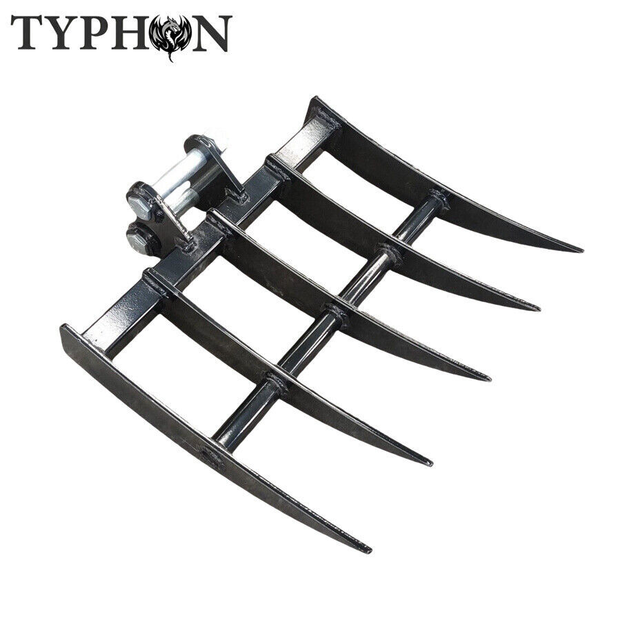 Mini Excavator Attachment TYPHON Rake for Grading, Leveling, Loosening, Removing