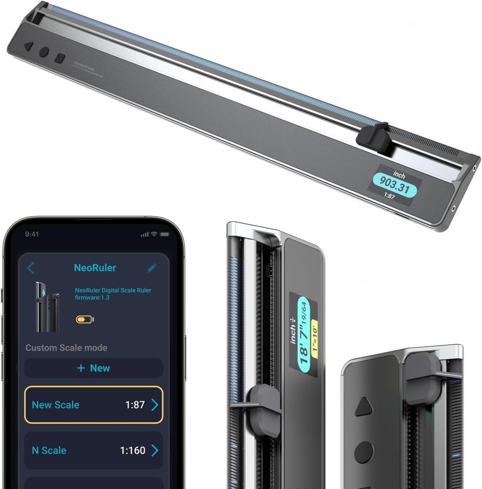 NeoRuler Digital Scale Ruler, 12 inch Smart Scale Ruler with Infinite Customi...