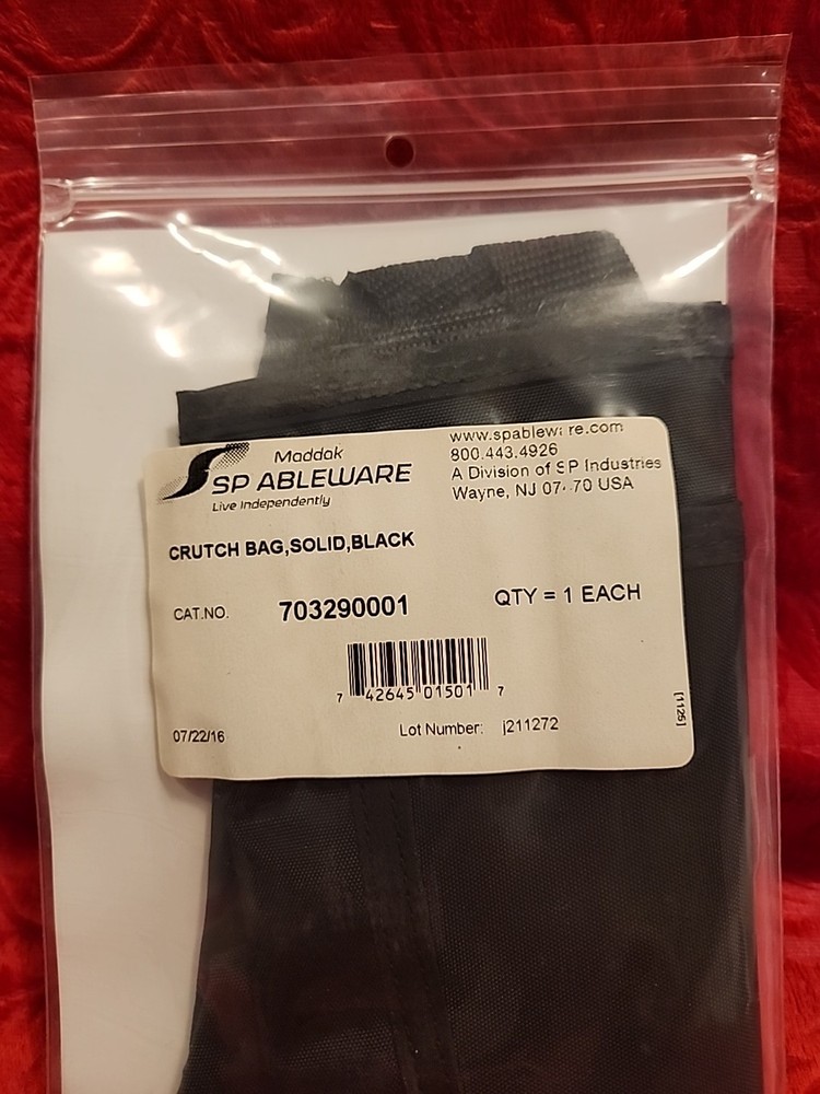 MADDAK Crutch Bag Solid Black Deep Pockets Machine Washable New In Package