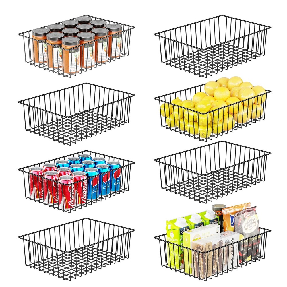 8 Pack Large Wire Baskets for Organization, Metal Pantry Storage Baskets for ...