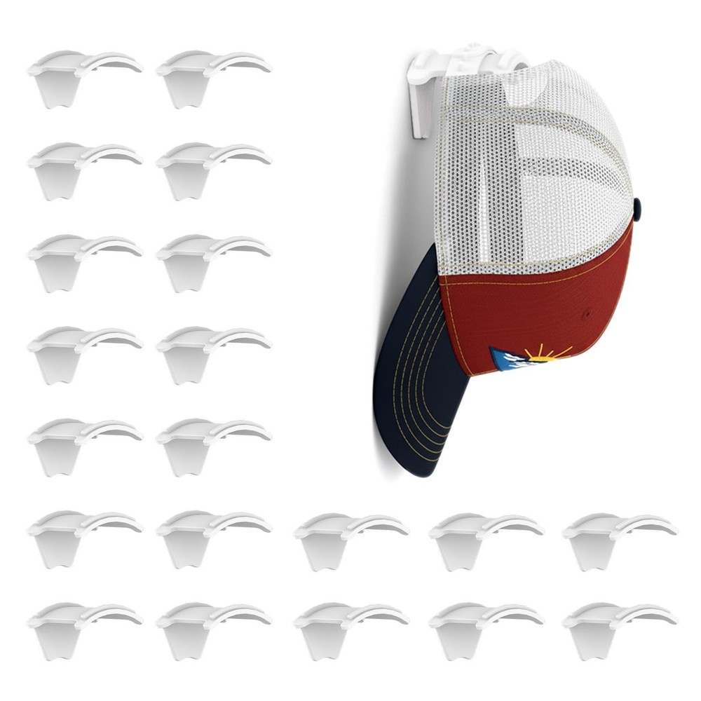 20 Pack Hat Organizer Rack for Baseball Caps, Adhesive Hat Holder Floating Di...