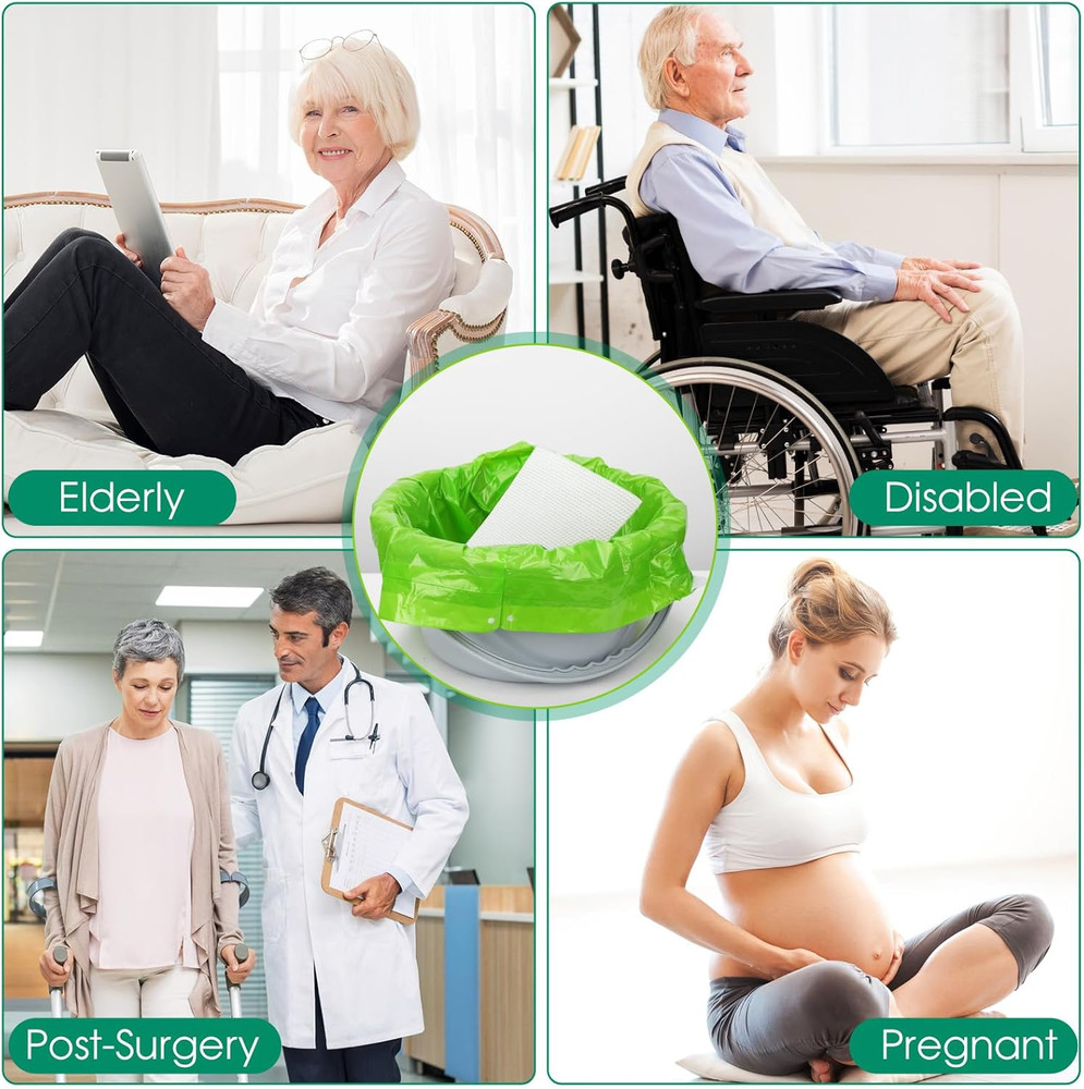 Bedside Commode Liners with Absorbent Pads, Disposable Commode Bags/Pads, Scente