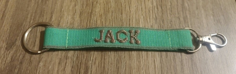 New Jack Personalized Keychain Green and Gray