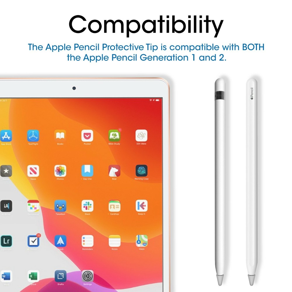 TechMatte Apple Pencil Nib Cover / Protective Tip (8 Pack, Clear)