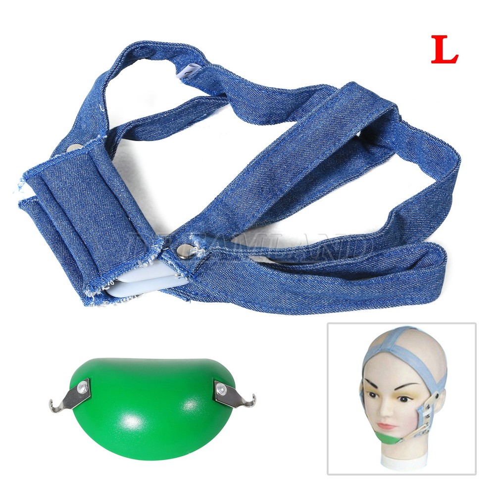 Dental Orthodontic High -Pull Headgear With Rigid Chin Cap High Pull Strap Blue