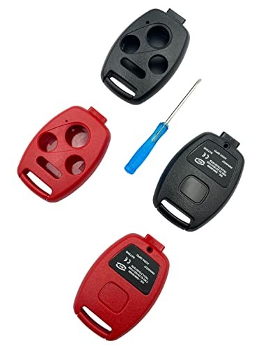 Cutting Not Required - Replacement Keyless Entry Remote Key 4 Button Black+Red