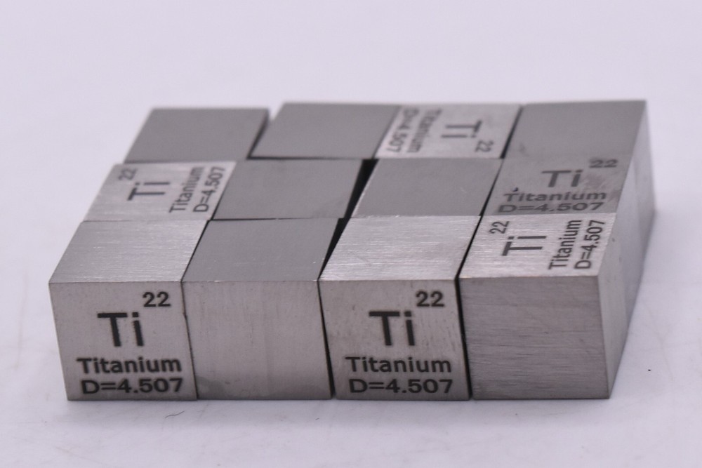 0.39" 10mm Titanium Cube Pure 99.9% Periodic Table Element Engraved Density 1PC