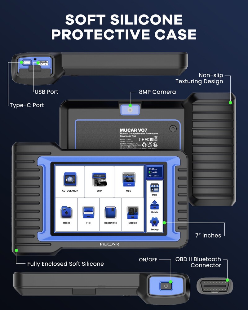 MUCAR VO7 Bluetooth OBD2 Scanner Bi-directional Scan Tool Full System Diagnostic