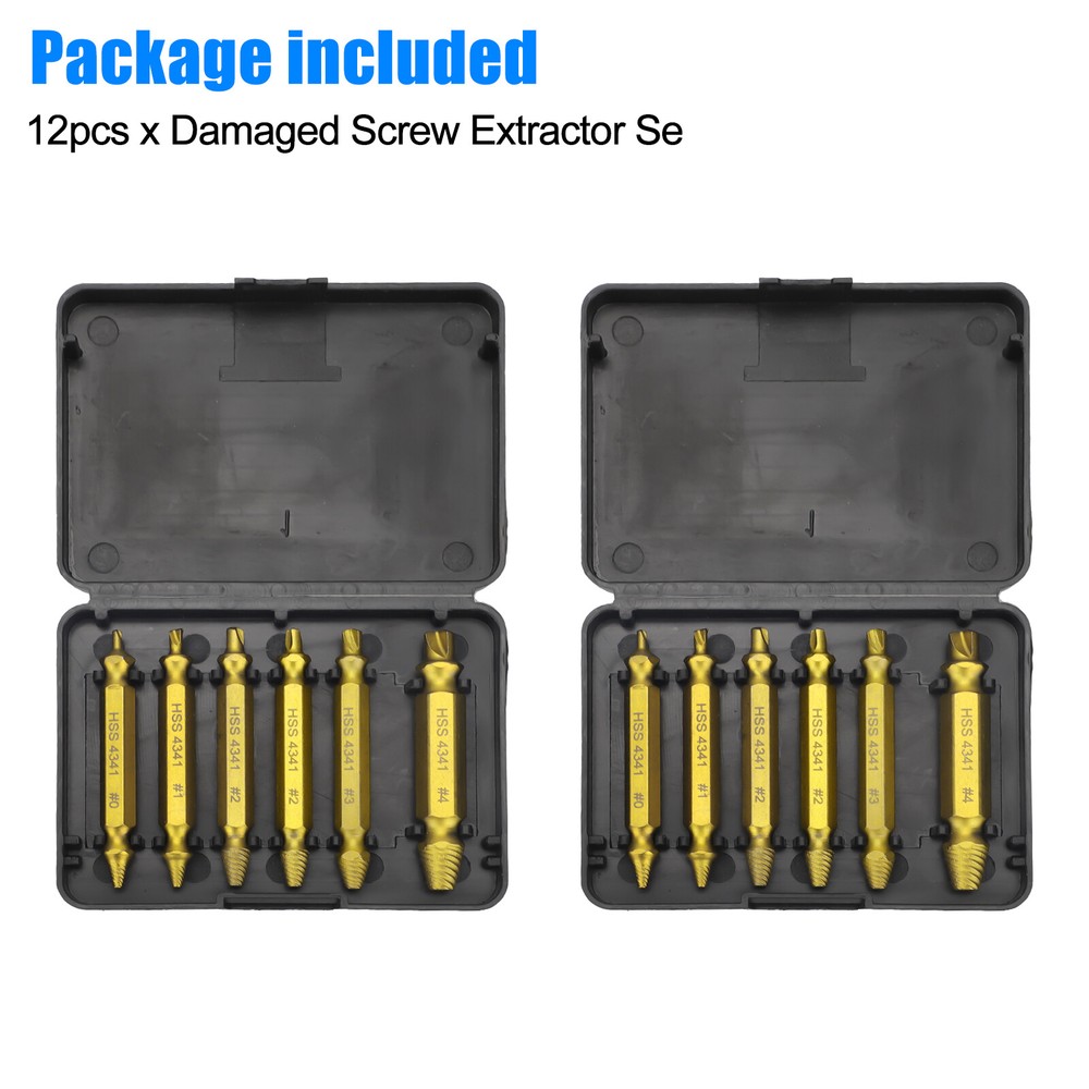12PCS/Set Damaged Stripped Screws Extractor Broken Bolt Remover Drill Bit Tools