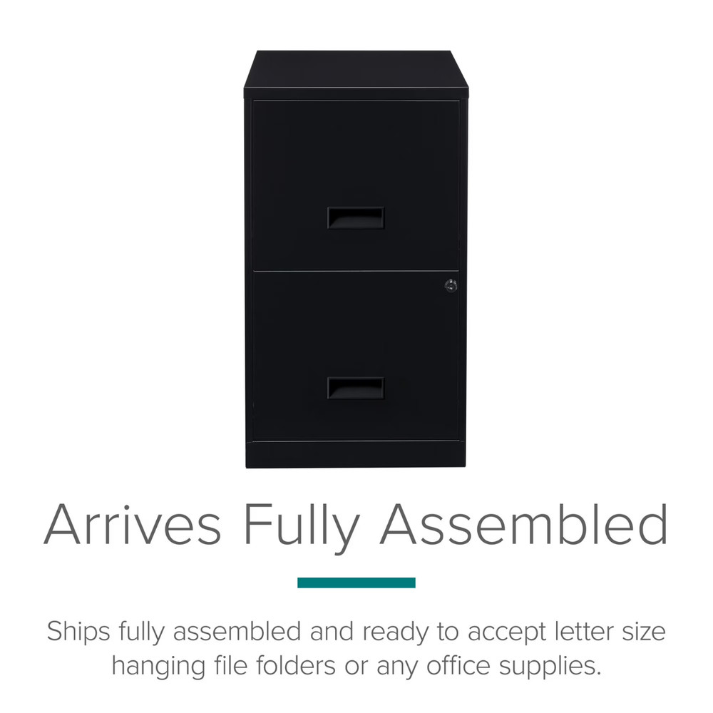 Space Solutions 18" Deep 2 Drawer Letter Width Vertical File Cabinet, Black