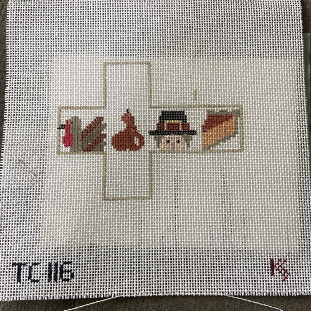 Kathy Schenkel Tiny Cube Thanksgiving Fall Needlepoint Canvas TC116