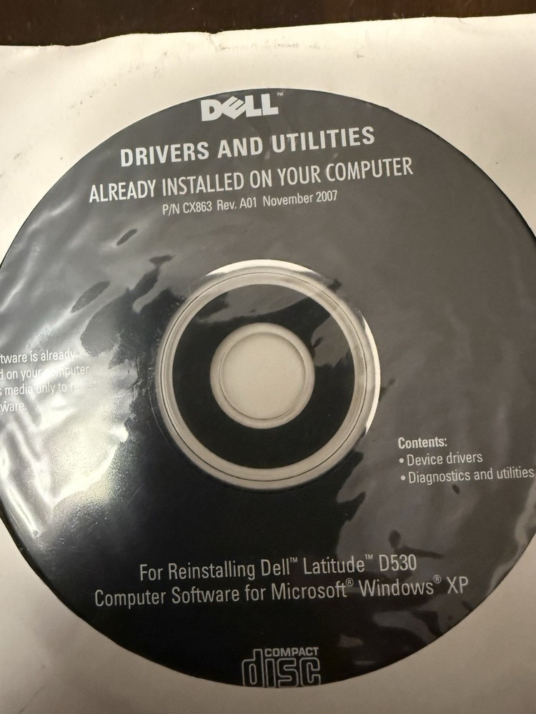 Dell Latitude D530 Drivers Utilities CD for Windows XP