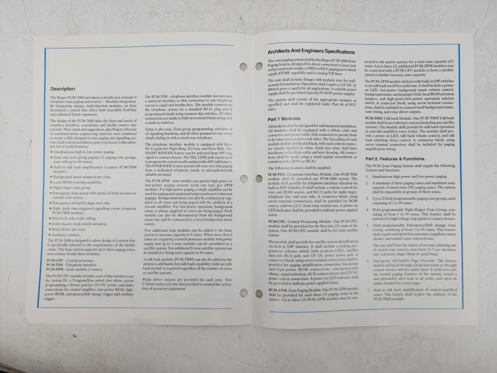 Bogen PCM-2000 Zone Paging System Modules ZPM CPU Box AS IS