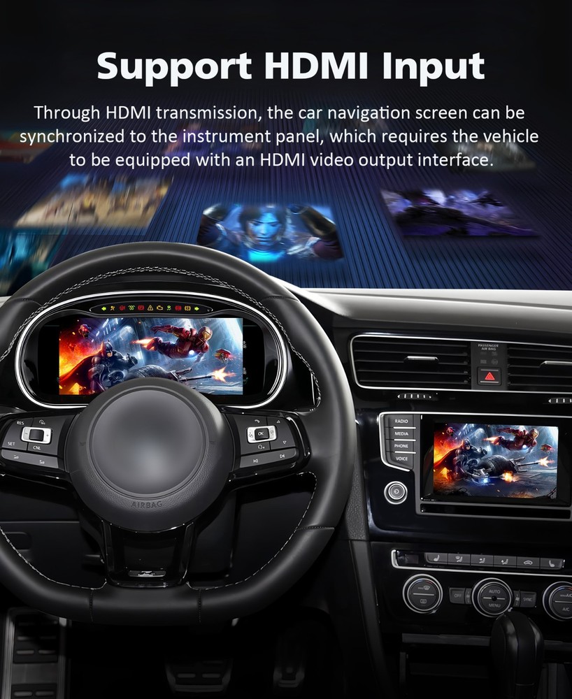 Digital Instrument Cluster LCD Dashboard For VW Golf 7 2014-2020 Linux CarPlay